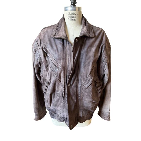 Vintage Brown Motorcycle / Bomber Style Jacket Size Large